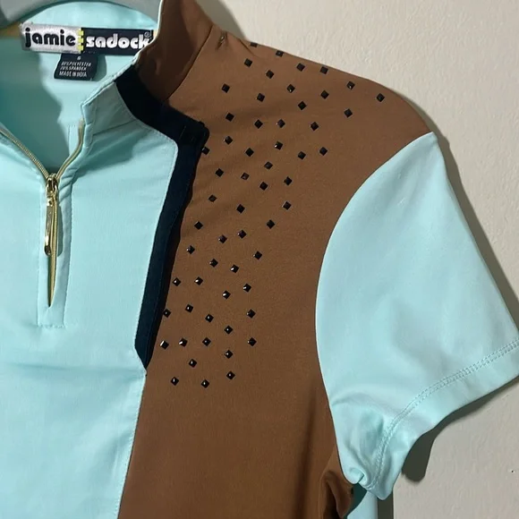 Two-Tone Polo Shirt with Studded Detail - Picture 2 of 7
